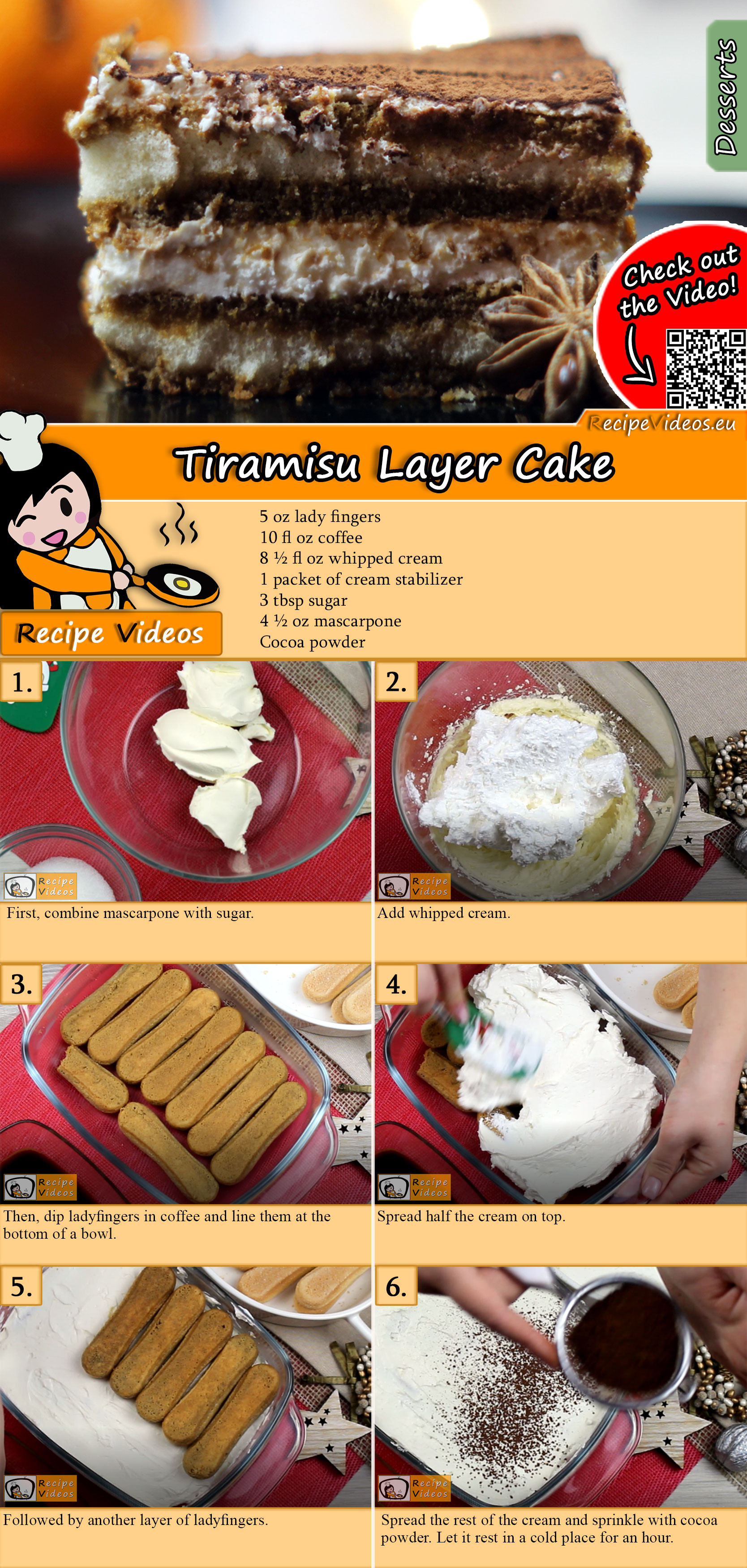 Tiramisu layer cake recipe with video