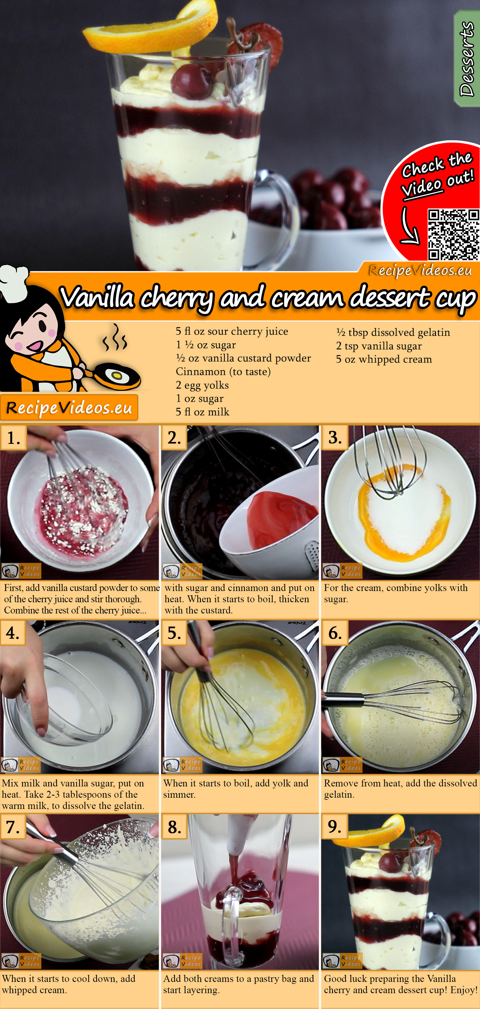 Vanilla cherry and cream dessert cup recipe with video