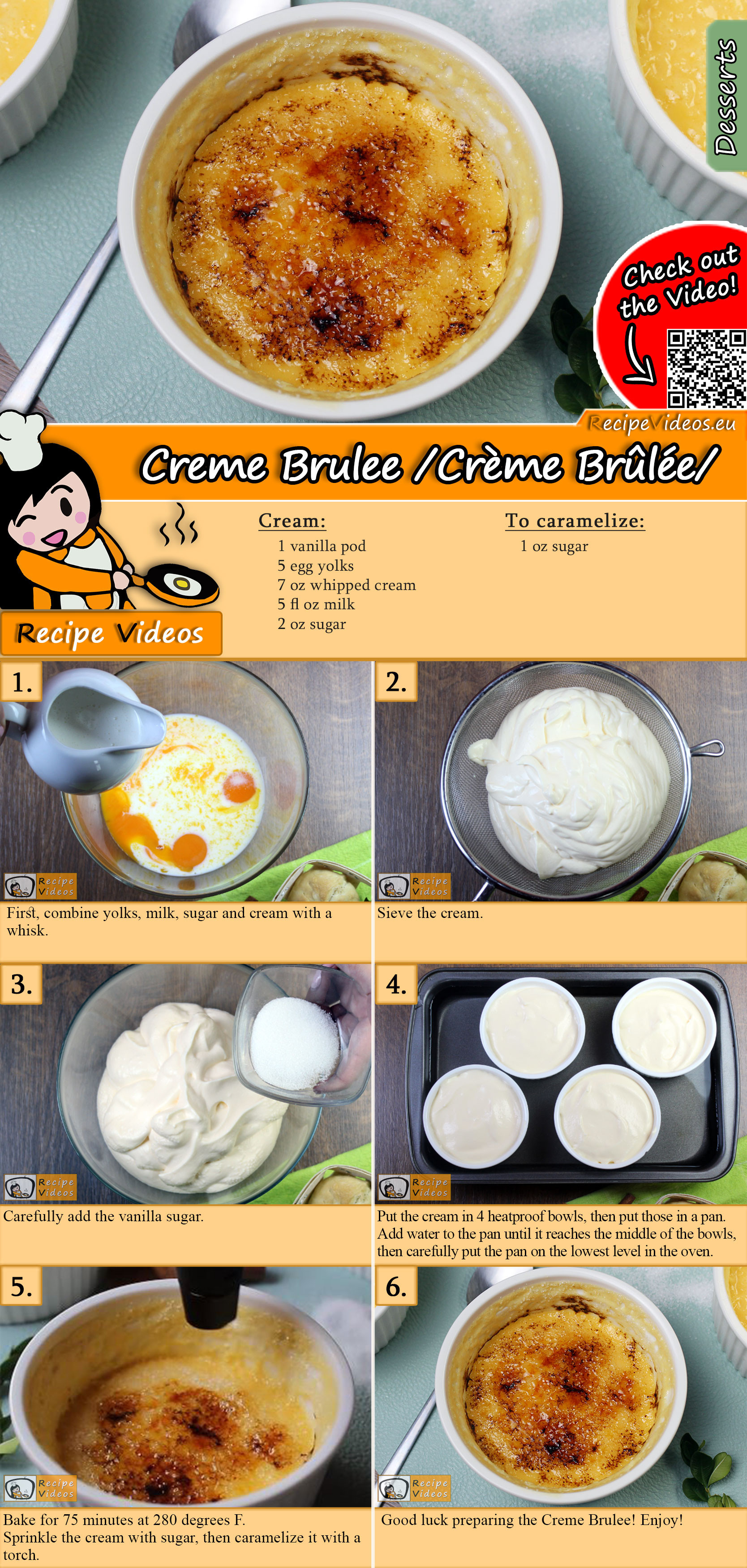 Creme Brulee (Crème brûlée) recipe with video