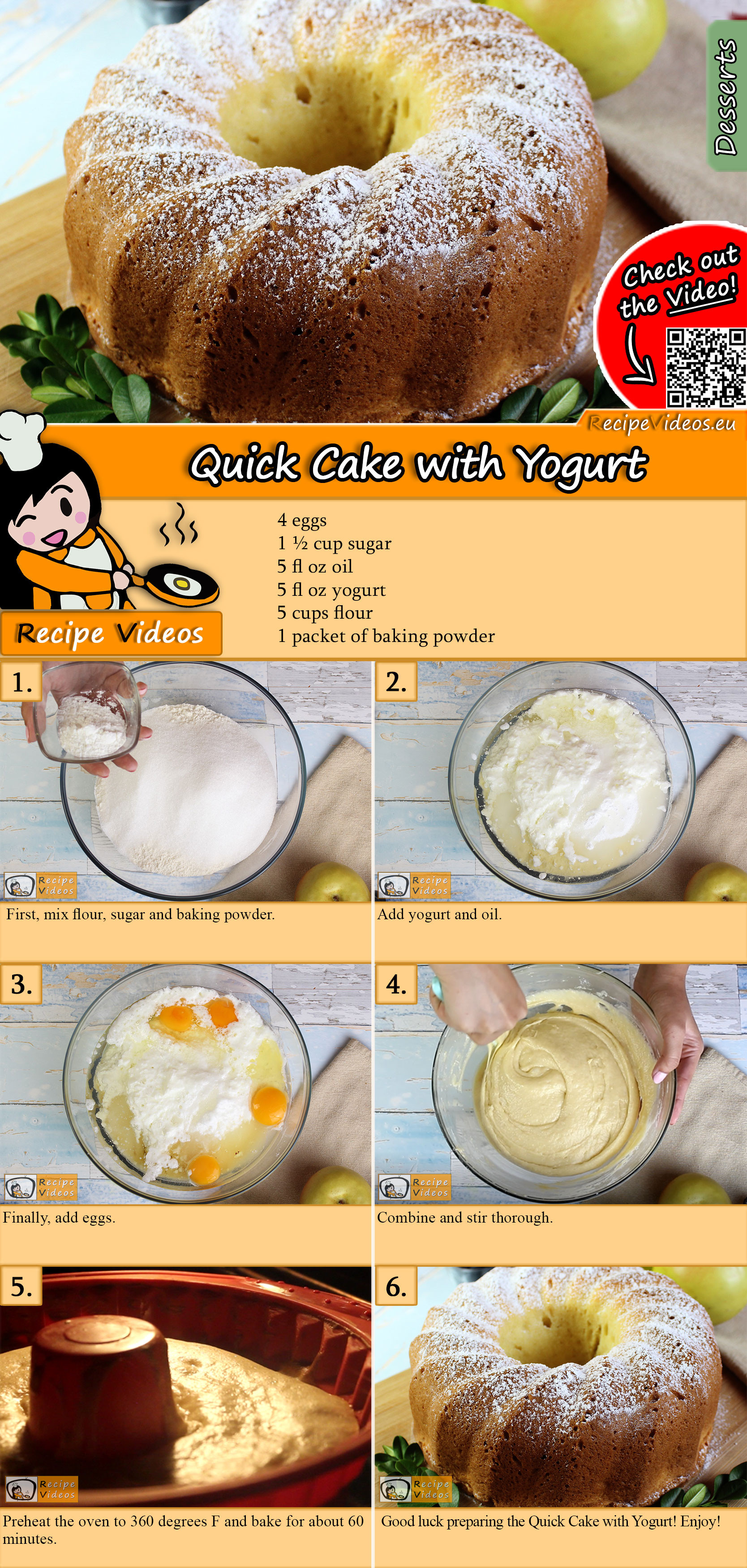 Quick Cake with Yogurt recipe with video