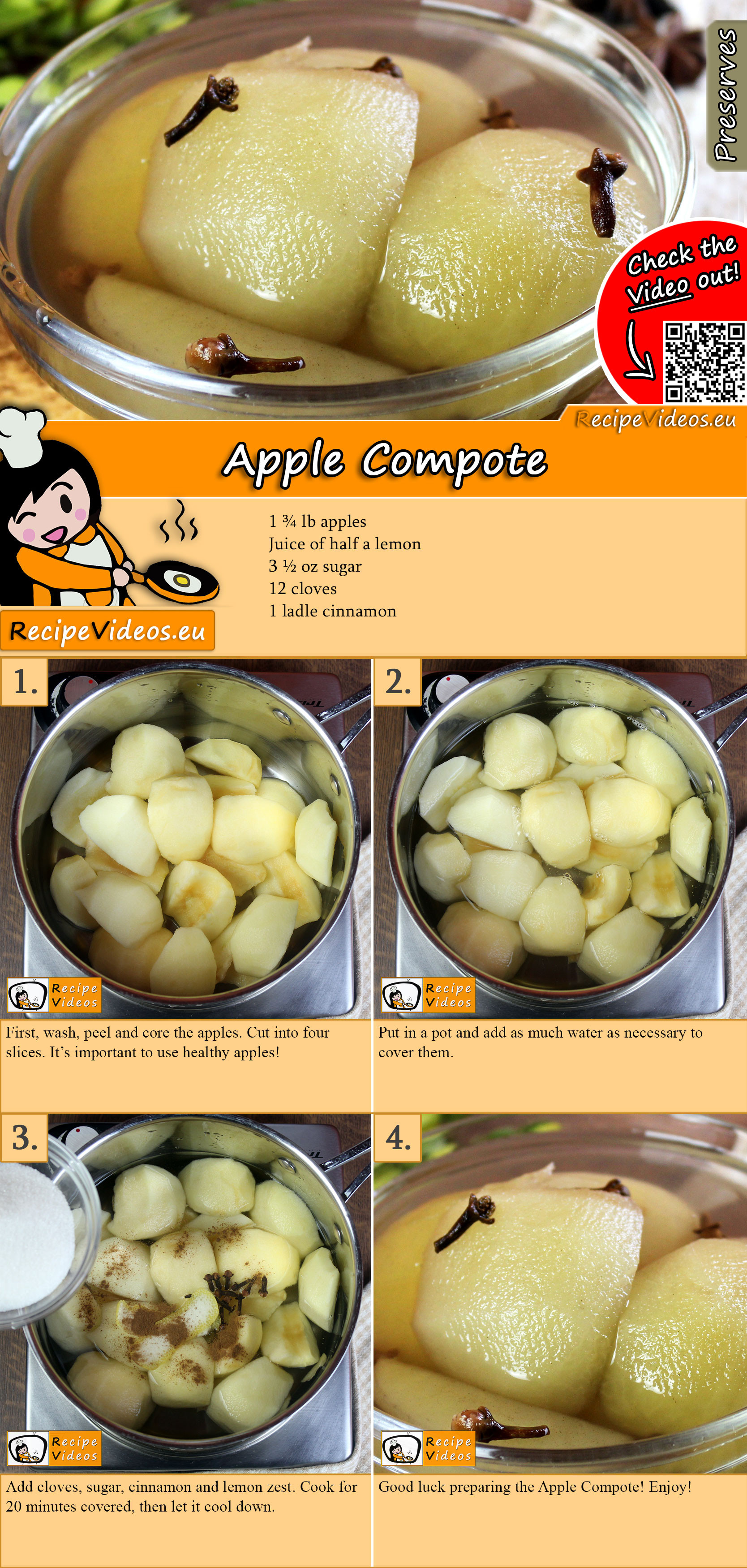 Apple compote recipe with video