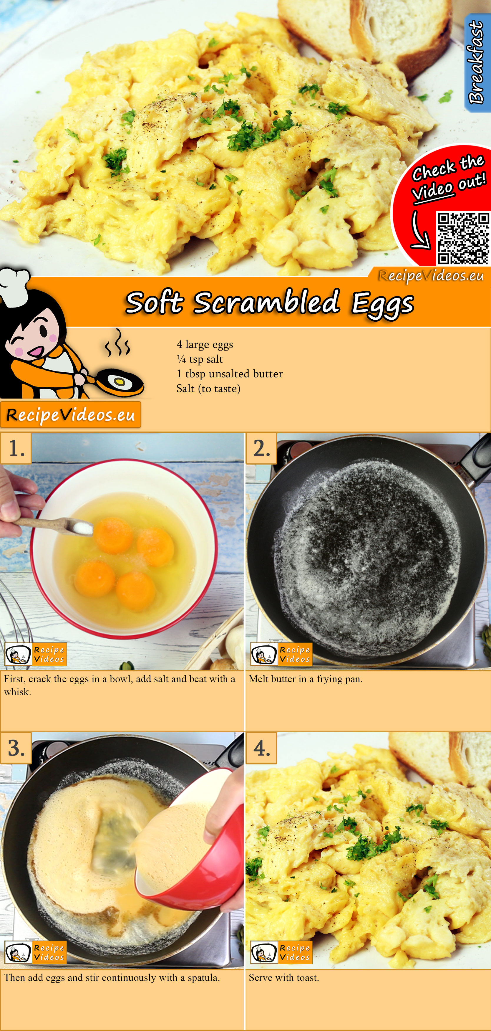 Soft Scrambled Eggs recipe with video
